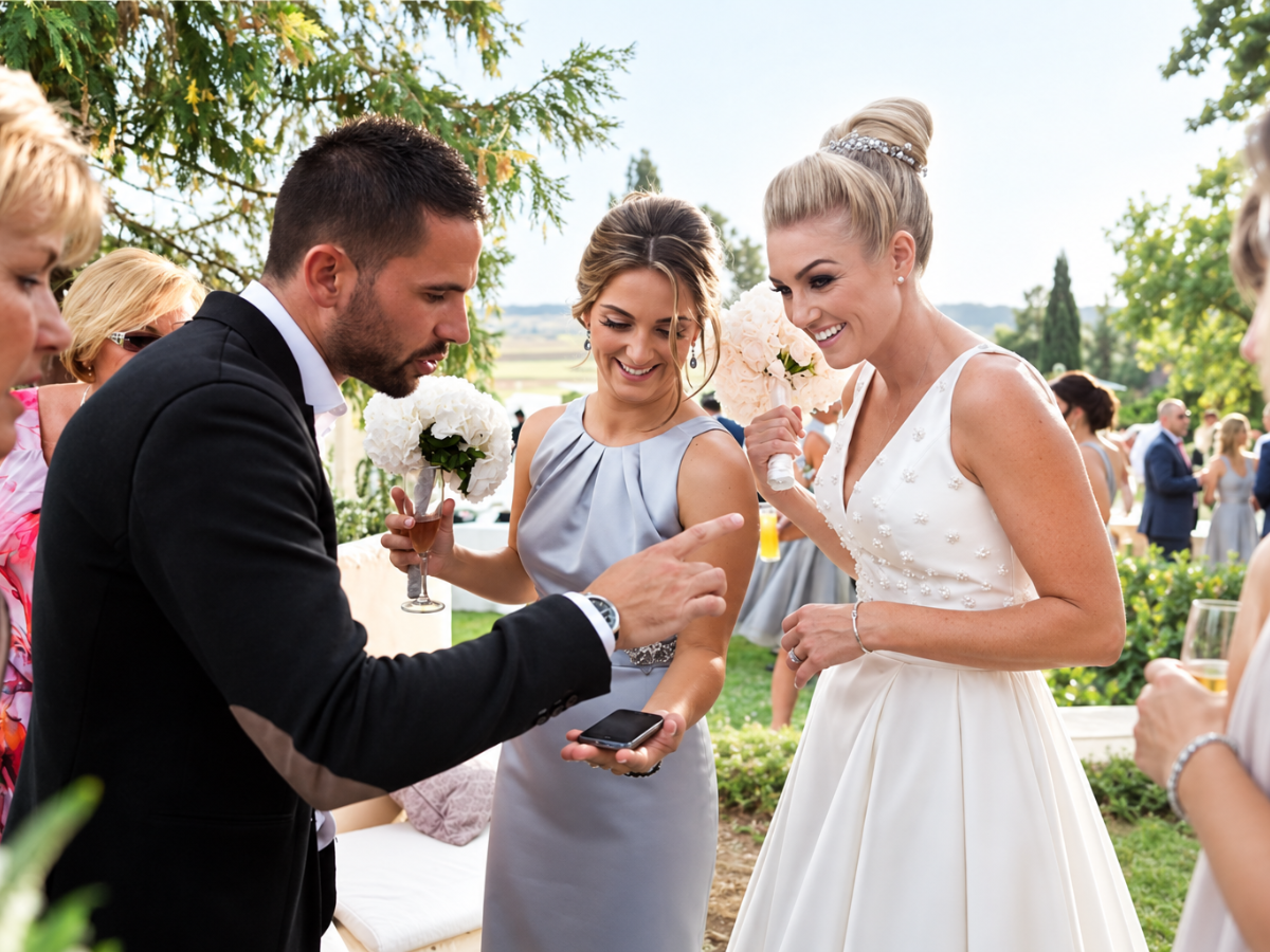 Wedding magician performing at a wedding reception